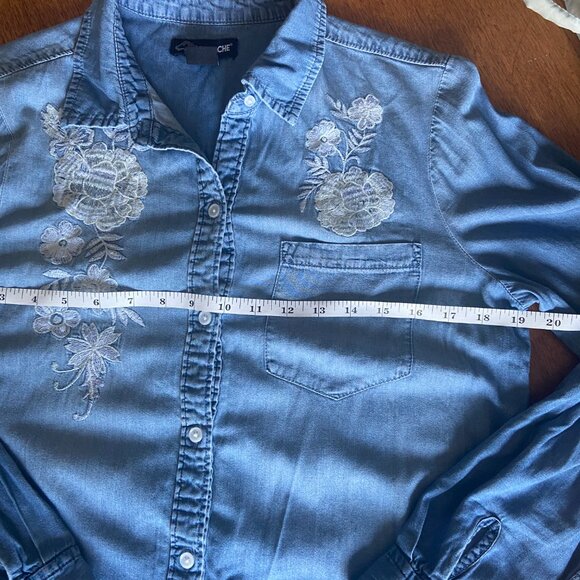 Jordache chambray button top - size M Western shirt, cowgirl, embroidery - Picture 10 of 12